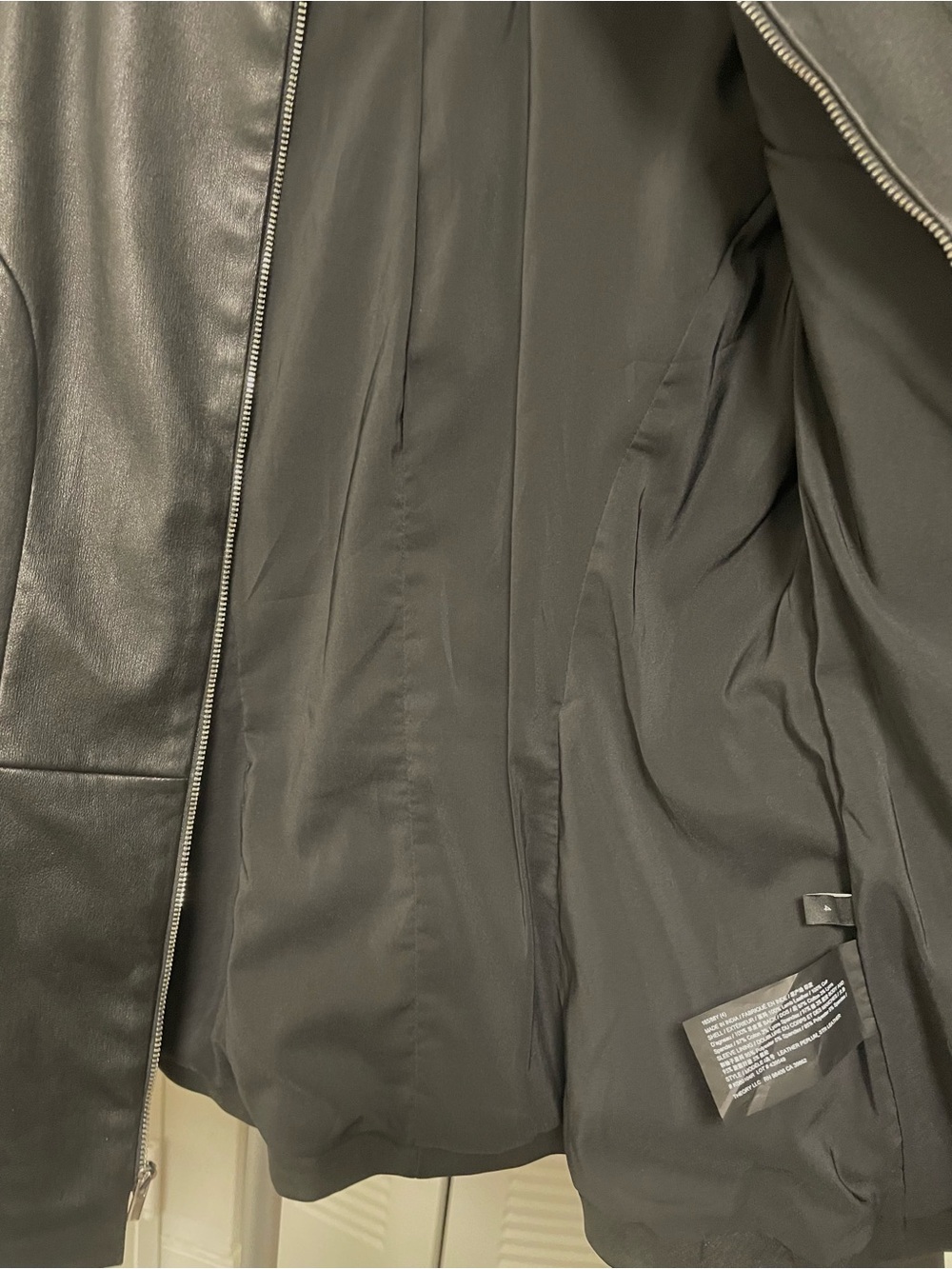 Theory Clean Fitted Stretch Lambskin Leather Peplum Zip Jacket 4 S Black Blazer - Picture 8 of 12
